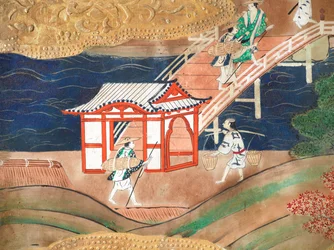 Osakazu Byobu - Japansk vikskärm med åtta paneler (målning)