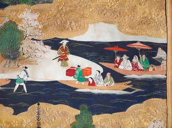 Osakazu Byobu - Japansk vikskärm med åtta paneler (målning)