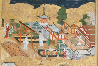 Osakazu Byobu - Japansk vikskärm med åtta paneler (målning)