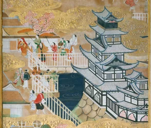 Osakazu Byobu - Japansk vikskärm med åtta paneler (målning)