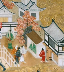Osakazu Byobu - Japansk vikskärm med åtta paneler (målning)