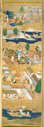 Osakazu Byobu - Japansk vikskärm med åtta paneler (målning)