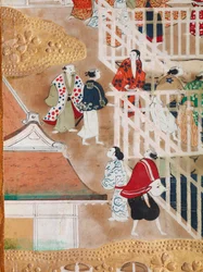 Osakazu Byobu - Japansk vikskärm med åtta paneler (målning)