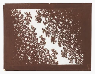 Pappersstencil (katagami), sent 1800-tal (Mulberry barkpapper behandlat med persimon juice och sidentråd)