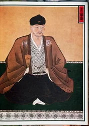Porträtt av Tokugawa Ieyasu (1542-1616), grundare av den likanämnda dynastin som shogun, Japan