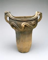 Kruka med Whorl Design, c.7500-300 BC (lågbränd keramisk lera)