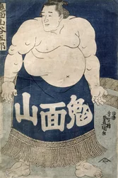 Sumo Wrestler (träsnitt i färg)