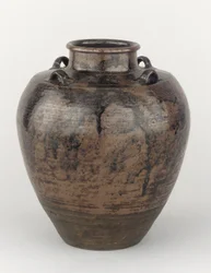 Förvaringsburk för teblad med fyra flikar på fyrkantig axel, Toki eller Mizunami, Gifu-prefekturen, Edo-period (keramik)