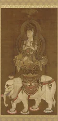 Bodhisattvan - Fugen (Fugen Bosatsu) Heian Period (bläck, guld och silver på siden)