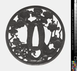Tsuba: Gren av blommande körsbär, tidigt 1700-talet (järn)
