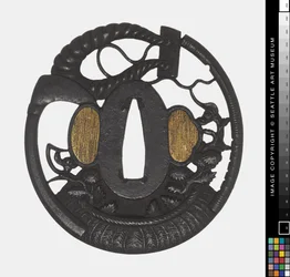 Tsuba: Blommor, lie, rep, tidigt 18:e århundradet (järn)