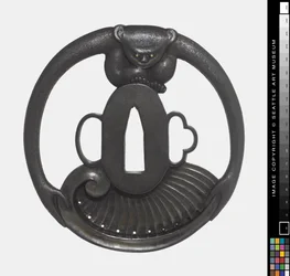 Tsuba: Monkey Holding Shell