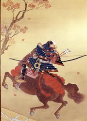 Krigaren Munete. Sidenmålning av skolan Tosa, författaren Chikana Morizumi dit Hsien. 1700-talet. Museo Chiossone. Gener