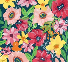 Färgsprakande målade blommor