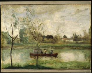 Daubigny arbetar på sin "Botin" nära Auvers-sur-Oise