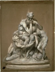 Studera för skulpturen "Ugolino och hans barn"