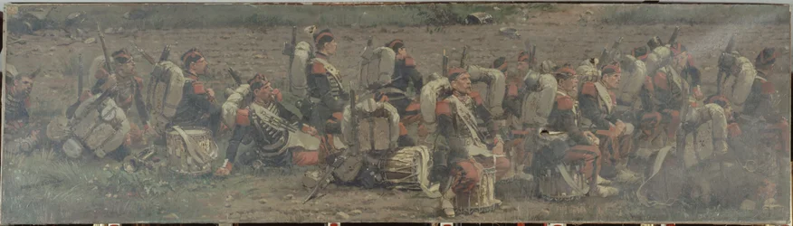 Militärscen: trummorna från 1:a regementet av Grenadiers de la Garde (fragment av Rezonville-panoramat)