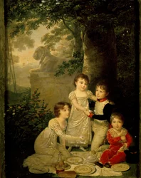 Fyra söner till Joachim Murat och Caroline Bonaparte (från vänster, Letizia