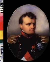 ""Porträtt av kejsar Napoleon I Bonaparte (1769-1821)"" Akvarell och gouachemålning av Jean Baptiste Isabey (1767-1855) Tidiga 1800-talets institut för rysk litteratur IRLI (Pushkin-huset), Sankt Petersburg