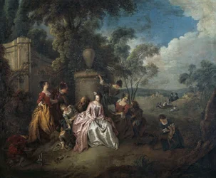 Möte i parken, av Jean-Baptiste Pater (1695-1736), olja på duk