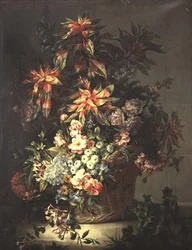 Rosor, convolvuli, vallmo, kaprifol och andra blommor