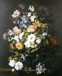 Stilleben av blommor (olja på duk)