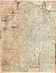 Karta över länet Boulogne (Frankrike) (etsning