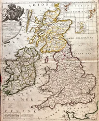 Karta över kungarikena England, Skottland och Irland (Storbritannien)