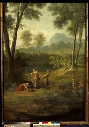 De fem sinnena: "" lukten"" Detalj av en dekorativ panel av Jean Baptiste Oudry (1686-1755) 1749 Versailles, musee du chateau.