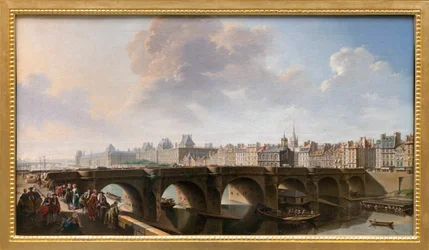 Pont Neuf (den nya bron) bron över floden Seine i Paris, Frankrike