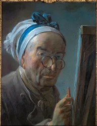 Självporträtt av Chardin med pince-nez ...