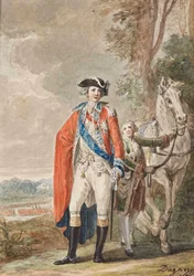 Greven av Artois i uniform (1757-1836), en betjänt håller i hans häst