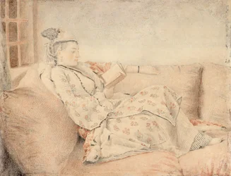 Lady in Turkish dress, reading