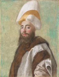 Porträtt av en storvesir, eller av en europé klädd som en sådan, ca 1741 (pastell på pergament)