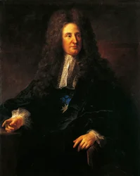 Porträtt av Jules Hardouin Mansart (1646-1708), fransk arkitekt, ledande gestalt inom fransk barockarkitektur, målning av Jean-Francois Millet (1814-1875)