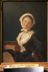 ""The Barbary Organ Player or Portrait of a Young Savoyard Girl"" (An Organ Grinder (The Savoyard Girl)) Målning av Jean Honore Fragonard (1732-1806) Pushkin Museum, Moskva