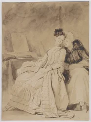 The Intimate Conversation, ca 1778-80 (blyerts, penna, pensel, brunt och svart bläck på papper)