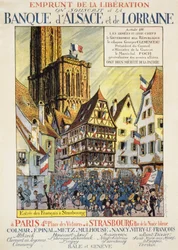 Lån för befrielse: "Vi tecknar oss för Alsace och Lorraines bank" - affisch, cirka 1918