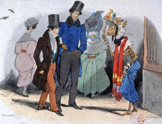 Prostituerade som sprider syfilis, ca 1850 (illustration)