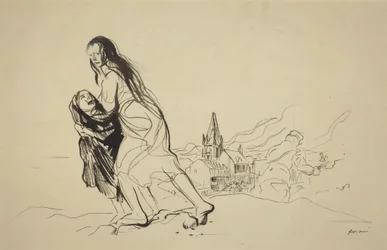 Efter Douai, troligen 1918 (bläck på papper)
