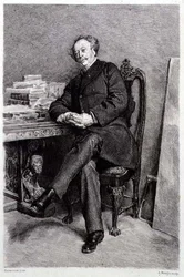 Alexandre Dumas fils (1824-95), fransk romanförfattare och dramatiker, graverad av A Mongin (gravyr)