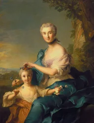 Madame Crozat De Thiers och hennes dotter (olja på duk)