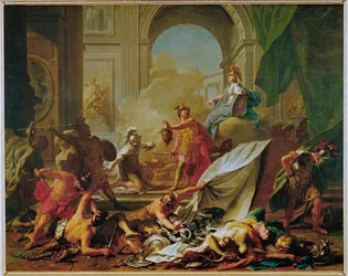 Perseus förstenar Phineus och hans följeslagare med Medusas huvud