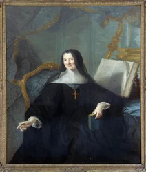 Porträtt av Anne Geyssans de Clermont-Chatte (Clermont Chatte), abbedissa i Chelles (död 1789), mått 1,46x1,14 m