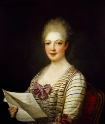 Porträtt av Lucrezia Aguiari kallad La Bastardella (1743-1783), italiensk sopran, målning av Jean Marc Nattier