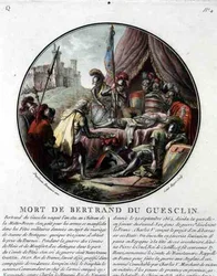 Bertrand du Guesclins död (1311-80) graverad av Louis Roger