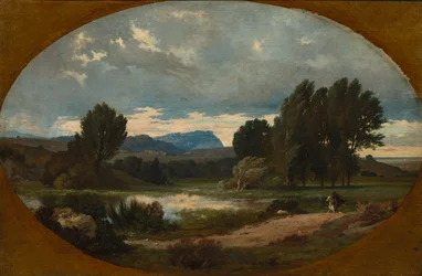 Landskap med ryttare på vit häst, 1846.