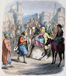 Emina Nosratli attend son fils victorieux Ibrahim Pacha (1789-1848), de retour au Caire apres la campagne arabe en 1818 - Emina El Nosratli (mor till Ibrahim Pasha) väntar på att hennes söner ska återvända till Kairo efter sitt arabiska fälttåg 1818. Akvar
