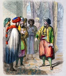 Mehemet Ali (1769-1849) recoit des messages de son fils en campagne en Arabie - Muhammad Ali Pascha eller Mehmet Ali tar emot meddelanden från sin sons fälttåg i Arabien. För att se till att oppositionen i Arabien besegrades skickade Muhammad Ali sin son I
