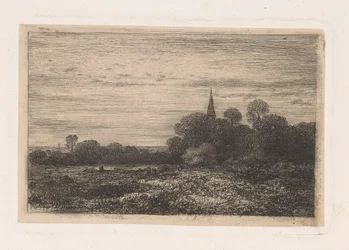 Landskap med kyrktorn